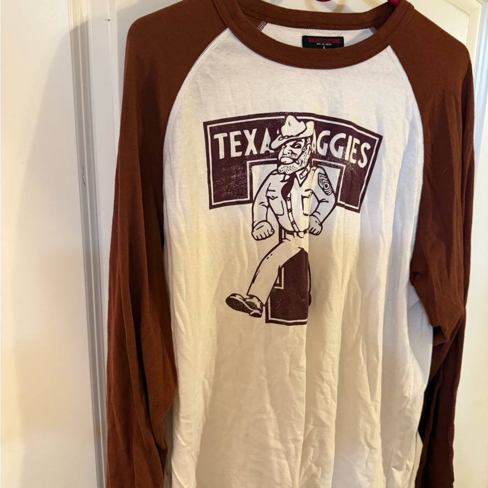 Texas A&M Maroon and White Long Sleeve Tee with Retro Graphic